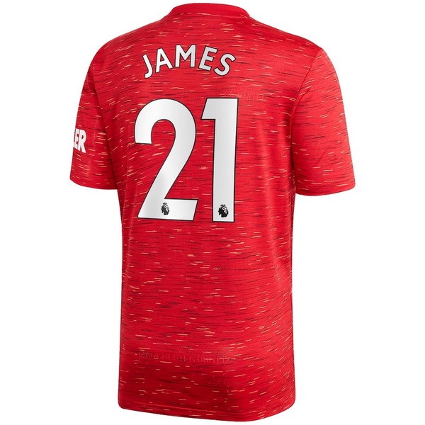 Camiseta Manchester United NO.21 James Primera Equipación 2020-2021 Rojo
